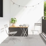 VidaXL Set Bistro Pliabil Bej din Oțel &ndash; 3 Piese