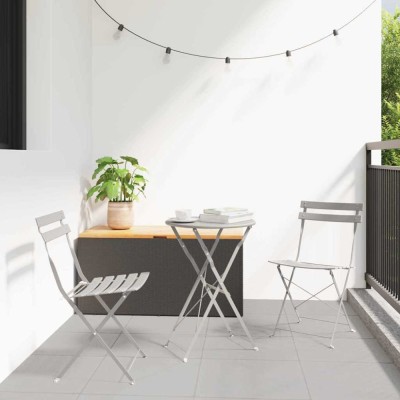 vidaXL Scaun pliabil pentru grădină 2 pcs Bej 42 x 46 x 82cm Oțel 42002959 foto