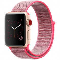 Curea iUni compatibila cu Apple Watch 1/2/3/4/5/6/7, 42mm, Nylon Sport, Woven Strap, Pink foto