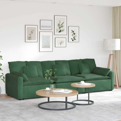 vidaXL Canapea modulară cu perne, verde &amp;icirc;nchis foto