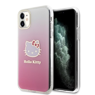 Husa Hello Kitty iPhone 11 Hardcase IML Gradient Electrop Kitty Head, roz, HKHCN61HDGKEP foto