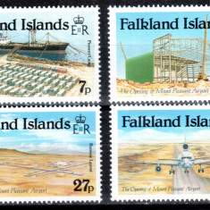 Falkland 1985, Mi #423-426**, vapor, avion, aeroport, MNH! Cota 10 €!