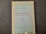 Caragiale Opere III Reminiscente si notite critice 1931 Zarifopol