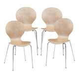 Set 4 scaune dining Etne din lemn natur si metal cromat