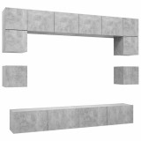 Cumpara ieftin Set de dulapuri TV, 8 piese, gri beton, lemn prelucrat