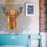Decoratiune de perete, Deer, lemn/metal, 61 x 66 cm, negru/maro, Enzo