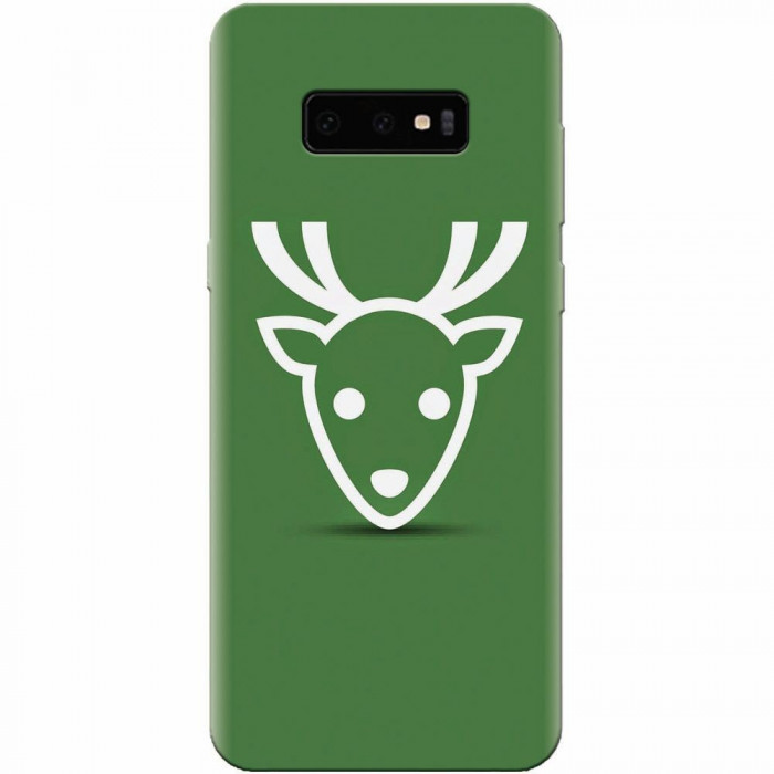 Husa silicon pentru Samsung Galaxy S10 Lite, Minimal Reindeer Illustration Green