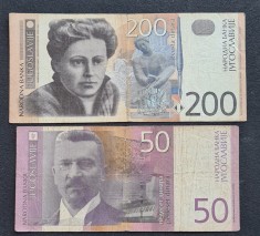 Iugoslavia 200 dinari 2001 50 dinari 2000 foto