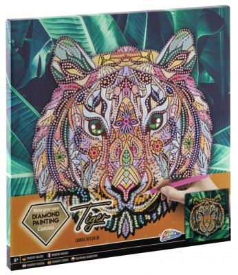 Set creativ cu strasuri, Diamond paint, Canvas Tigru, Moxy foto