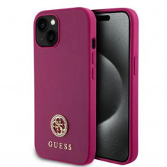 Husa Guess PU 4G Strass Metal Logo pentru iPhone 15 Roz foto