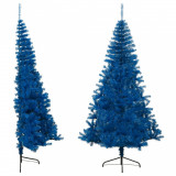 Jumătate brad de Crăciun artificial suport, albastru 210 cm PVC