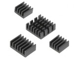 Radiator Aluminiu Negru Raspberry Pi 4 B - Set 4 Bucăți
