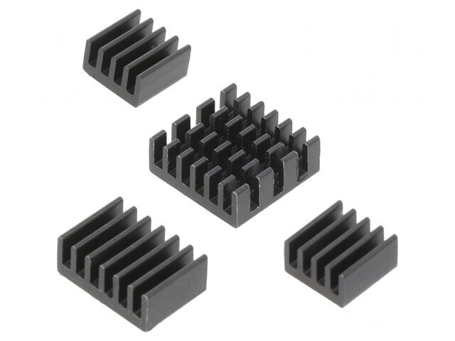 Radiator Aluminiu Negru Raspberry Pi 4 B - Set 4 Bucăți
