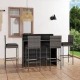 Cumpara ieftin Set mobilier de bar de grădină cu perne, 5 piese, gri