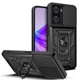 Husa Antisoc Oppo A57 A57S Protectie Camera, Inel Stand, Negru , Techsuit TCSS