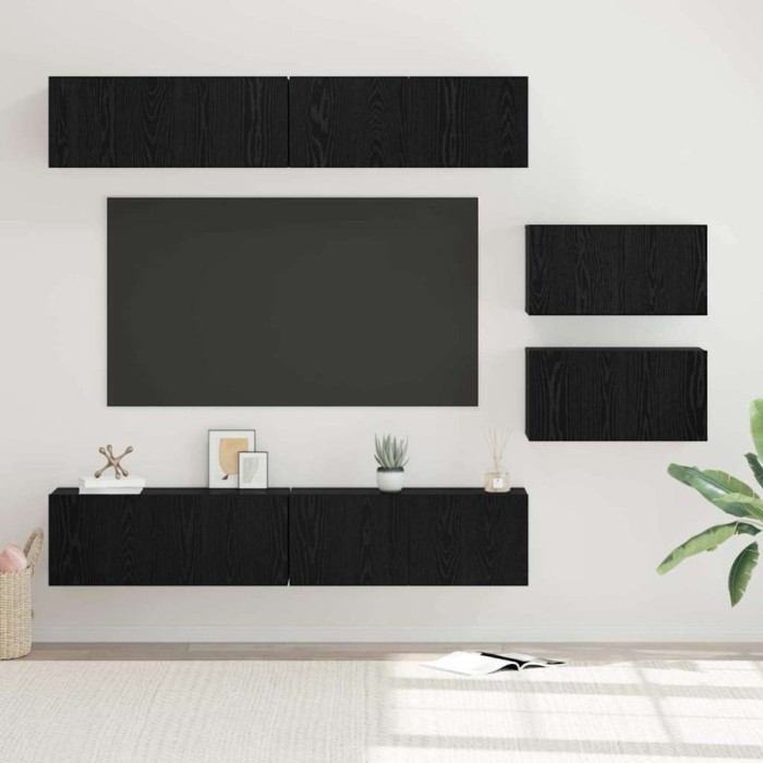 Set comodă TV 6 pcs Stejar negru 80 x 30 x 30 cm Lemn compozit