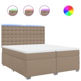 Cumpara ieftin Pat continental cu saltea, cappuccino, 200x200 cm, piele eco