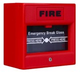 Buton de incendiu cu geam de sticla rosu
