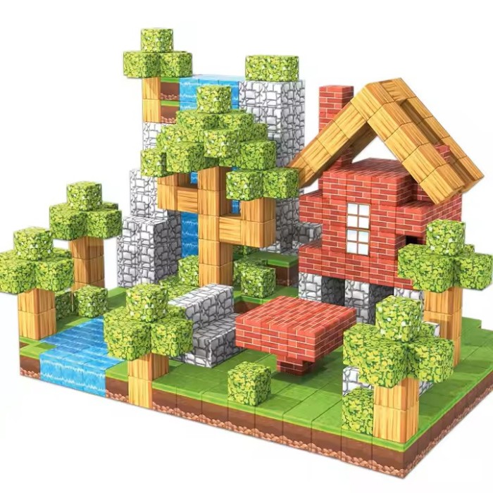 Cuburi magnetice pentru copii PAPLIX - Set de constructie creativa DIY inspirat de aventura in padur