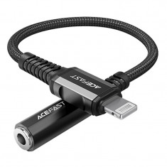 Cablu Audio Acefast MFI Lightning - Mini Mufă De 3,5 Mm (femă) 18 Cm, AUX Negru (C1-05 Negru) C1-05-L-3,5MM BLACK