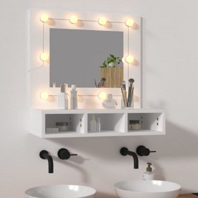 vidaXL Dulap cu oglindă și LED, alb, 60x31,5x62 cm foto