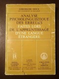 Gheorghe Doca (dedicație) - Analyse psycholinguistique des erreurs faites lors de l'apprentissage d'une langue etrangere