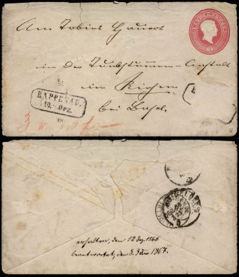 Germany Baden 1866 Old postal stationery Cover Rappenau D.540 foto