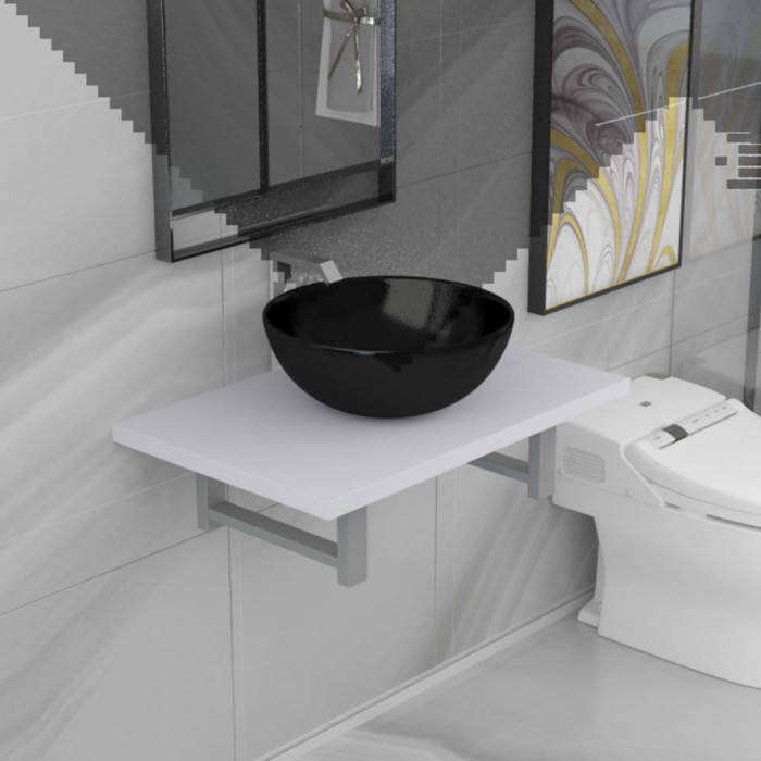 vidaXL Set mobilier de baie, 2 piese, alb, ceramică 279342