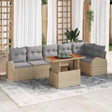 Cumpara ieftin Set de canapele pentru gradina 7 pcs Bej Rattan poli