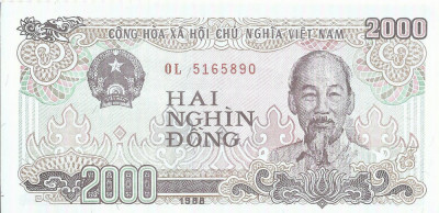 AMS# - BANCNOTA 2000 HAI DONG 1988 VIET NAM AUNC foto