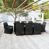 VidaXL Set mobilier de grădină cu perne, 9 piese, negru 3099534