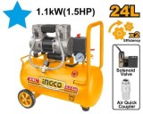 Compresor aer 24L 1.1kW fara ulei INGCO ACS111242, 8 bar, 2850 rpm, 67 dB, motor aluminiu