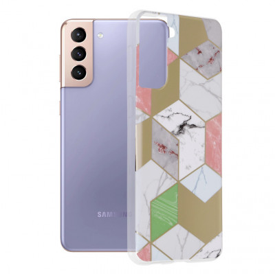 Husa pentru Samsung Galaxy S21 Plus 5G - Techsuit Marble Series - Purple Hex foto