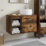 Cumpara ieftin Set de mobilier de baie suspendat 2 buc. Stejar fumuriu