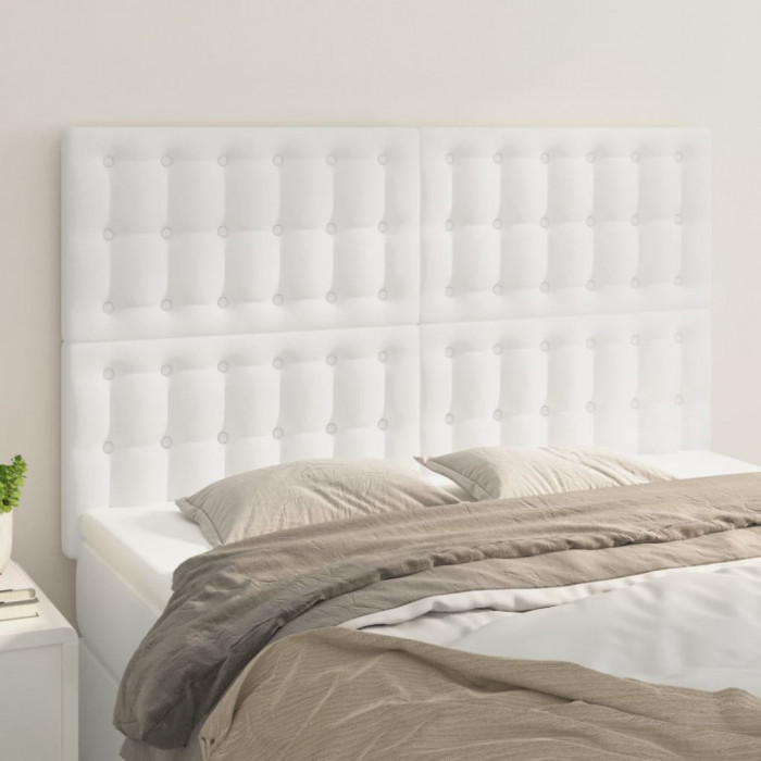 Tablii de pat, 4 buc, alb, 72x5x78/88 cm, piele ecologica GartenMobel Dekor