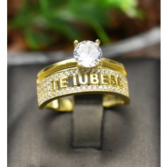 Inel Argint 925 Model --Verigheta Te Iubesc --Placata Aur ARG389A
