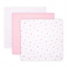 Set scutece, Lorelli, Trio Mix, 3 buc, Din muselina, 80x80 cm, Pink