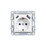 Priză de curent Nova cu &icirc;mpăm&acirc;ntare și conector USB 2A alb