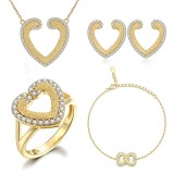 Cumpara ieftin Set Bijuterii din Argint 925 Placat cu Aur , zGolden Heart Infinity, , Colier, Inel, Cercei E i Bratara