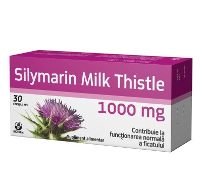 Silymarin Milk Thistle 1000 miligrame 30 capsule Biofarm foto