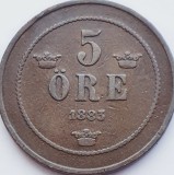 2854 Suedia 5 ore 1883 Oscar II (small letters) km 736, Europa