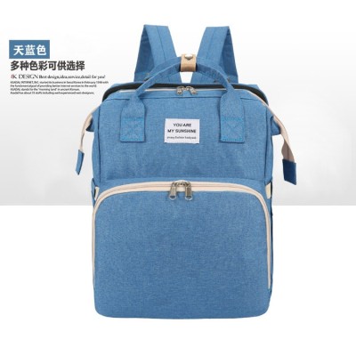 Rucsac Multifunctional pentru Mamici, Flippy, pentru Scutece Bebelusi cu Patut Pliabil, Albastru Deschis foto