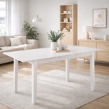 Masa living si bucatarie extensibila Miami, MDF, structura lemn masiv, 6 persoane, 120 -150 x 80 x 73.8 cm, alb