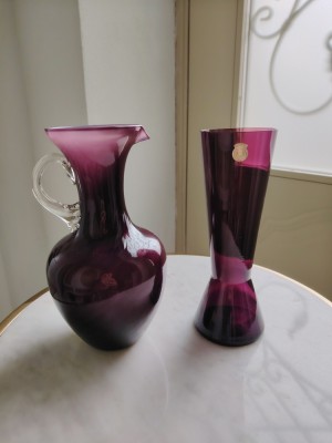 Ser vaze lucrate manual din opalina foto