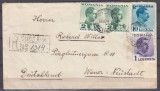 ROMANIA 1935 LP 112 CAROL II UZUALE /PLIC CIRCULAT SUCEAVA-VIENA RECOMANDAT 1939, Stampilat