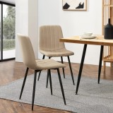 Set 2 bucati scaune bucatarie, en.casa, PXAT-5637 Elsern, 89 x 43 x 51 cm, otel, textil, maro deschis HausGarden Leisure, [en.casa]