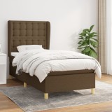 Cumpara ieftin Pat box spring cu saltea, maro &icirc;nchis, 100x200 cm, textil
