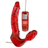 Vibrator Dublu Harness Rosu TOYJOY