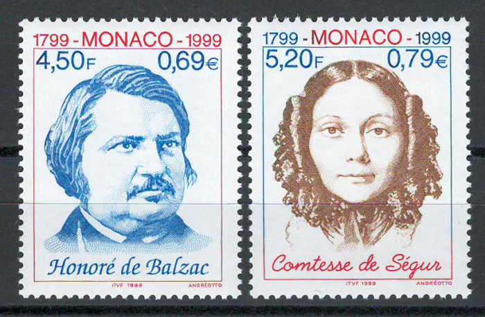 Monaco 1999 2461/62 MNH - Honore de Balzac, 200 ani de la nastere