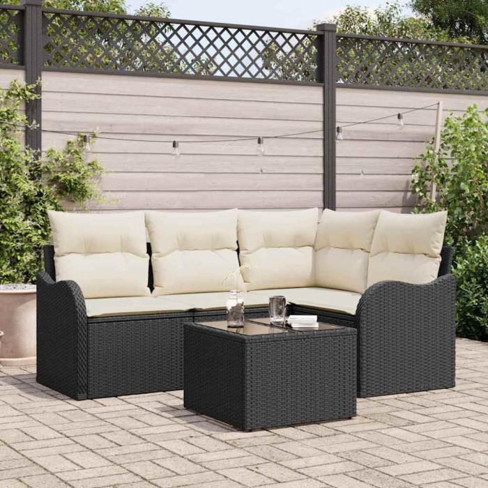 vidaXL Set de canapea de grădină cu 4 piese și perne din rattan poliester